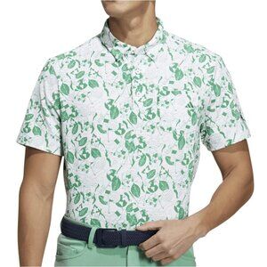 Adidas HS9054 Play Green Graphic Gold Polo Shirt ( 2XL )